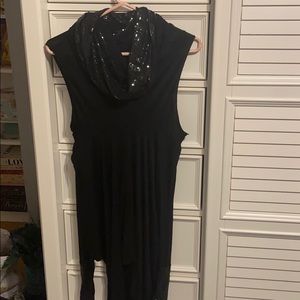 Black collard dress with sequence with sleeves